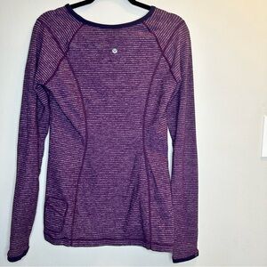 Lululemon Run TurnAround Fleeced Run Top Reversible Purple Stripe Size 8